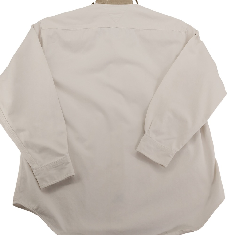 Tommy Hilfiger Mens Heavy Twill Button Down Shirt Cream Corduroy Collar Large - Picture 5 of 11